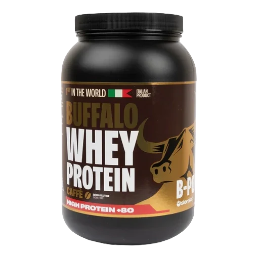 B-Power Buffalo Whey Protein tub, caffè flavor